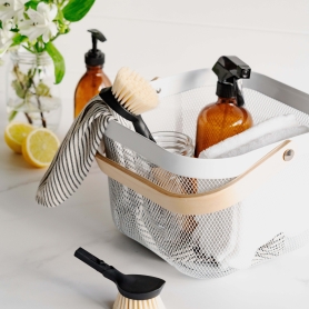 Mesh Basket With Bamboo Handle Square