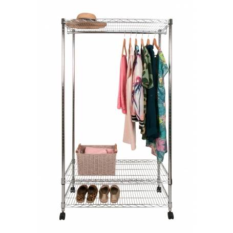 Eurowire Wardrobe With Garment Rack And, Wire Clothing Shelves