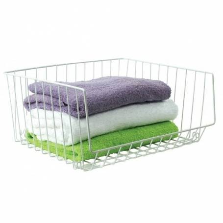Wire White Basket Stackable Wide LTW - 1