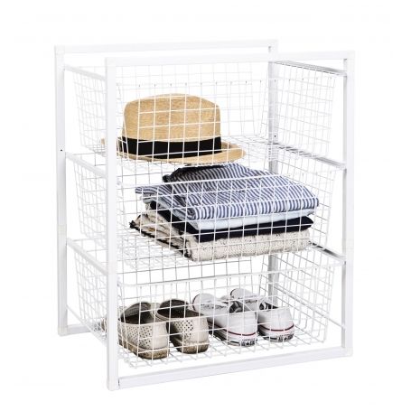 Wire Basket Drawer Unit 3 Tier, Wire Shelving Unit With Drawers