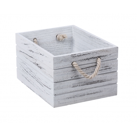 White Wash Wooden Crate Medium  - 1