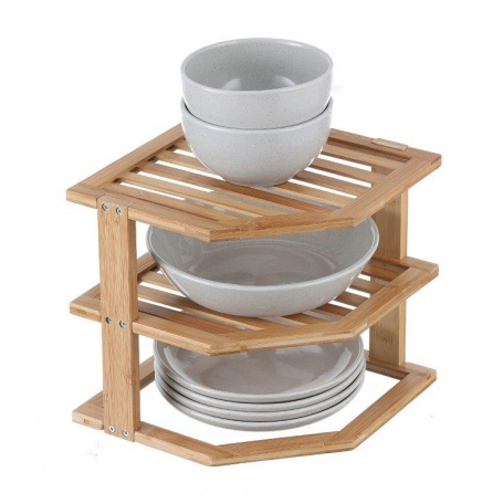 Plate Stand 2 Tier Bamboo LTW - 1
